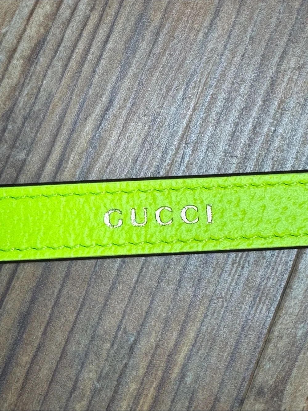 Gucci Neon Yellow Green Leather collar